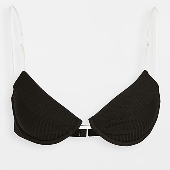ONIA Johanna Top in Black White Straps Ribbed Curved Shape Adjustable Medium - Picture 1 of 11